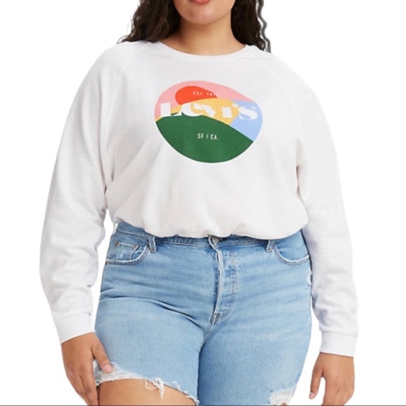 Levi's Y2K Sweatshirt Women's sweater White Cropped SF/CA Graphic size XXL - Picture 1 of 5
